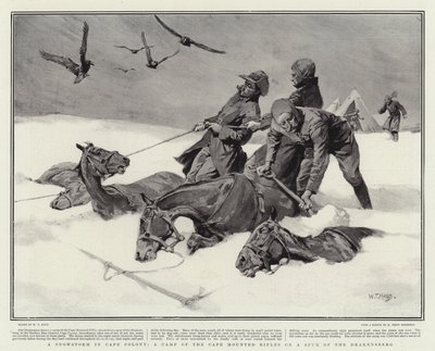 Une tempête de neige au Cap, un camp des Cape Mounted Rifles sur un éperon du Drakensberg - William T. Maud